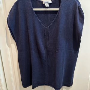 TOMMY BAHAMA navy blue KNIT SUMMER tunic sweater top size L
